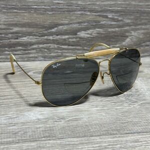 Vtg 1970's Ray-Ban Aviator Sunglasses Gold Bad Bunny Bifocal Outdoorsman RB3030